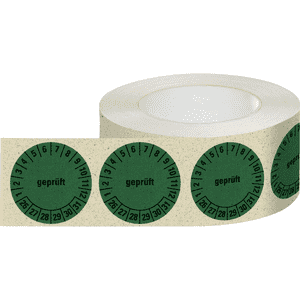 Prüfplakette geprüft 26-31, grün, Primärfaser- Graspapier, Ø 30mm, 500 / Rolle Bild 2