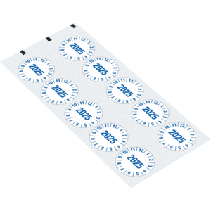 Prüfplakette 2025, weiß, Folie, mit Spezialkleber, Oberflächenschutz, Ø 35mm, 10 / Bogen Bild 2