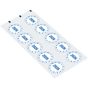 Prüfplakette 2026, weiß, Folie, mit Spezialkleber, Oberflächenschutz, Ø 35mm, 10 / Bogen Bild 2