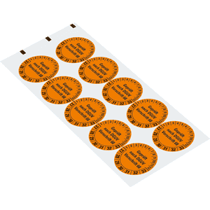 Prüfplakette G.n.DGUV Vorschr.68,27-33, orange, Folie, Oberflächensch, Ø 40mm, 10 / Bogen Bild 2
