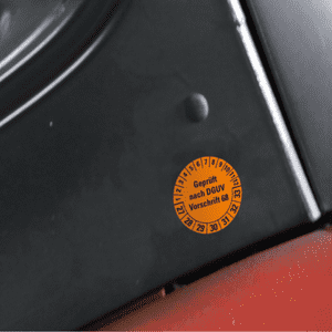 Prüfplakette G.n.DGUV Vorschr.68,27-33, orange, Folie, Oberflächensch, Ø 40mm, 10 / Bogen Bild 4