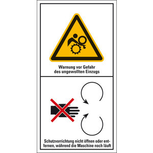 Maschinenkennzeichen Warnung des ungewollten Einzugs, Folie, selbstklebend, 100x200mm Bild 1