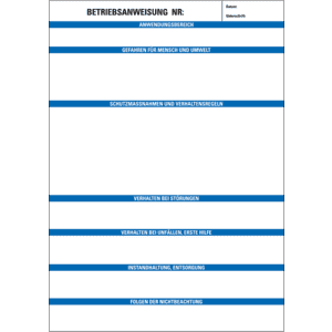 Ersatzvordrucke für Maschinenbetriebsanweisungen, Papier, DIN A4, 25 / Verpackungseinheit Bild 1