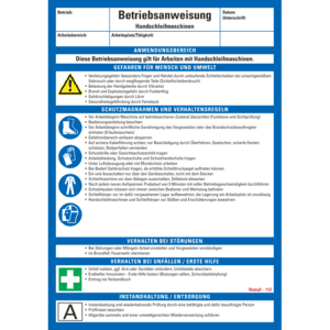 Maschinenbetriebsanweisung Handschleifmaschinen, Kunststoff, 210x297mm Bild 1