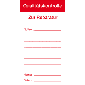 Qualitätsaufkleber Qualitätskontrolle-Zur Reparatur, Papier, 80x150mm, 100/Block Bild 1