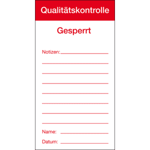 Qualitätsaufkleber Qualitätskontrolle-Gesperrt, Papier, 80x150mm, 100/Block Bild 1