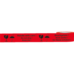 Warnband Bruchgefahr! Nicht werfen!, rot/schwarz, Polypropylen, 50mmx66m, 6 Rollen / Verpackungseinheit Bild 1