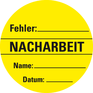 Organisationsetikett Nacharbeit, gelb, Haftpapier, ablösbar, Ø 60mm, 500 / Rolle Bild 1