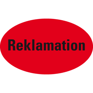 Organisationsetikett Reklamation, oval, rot, Haftpapier, ablösbar, 90x53mm, 500/Rolle Bild 1