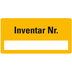Inventaretikett Inventar-Nr, gelb, Dokumentenfolie, Spezialkleber, 40x20mm, 16 / Bogen Bild 1