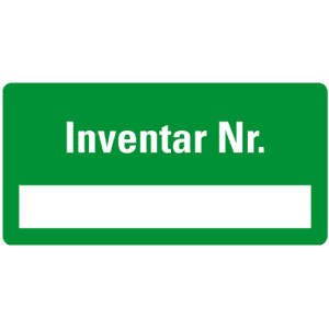 Inventaretikett Inventar-Nr, grün, Dokumentenfolie, Spezialkleber, 40x20mm, 16 / Bogen Bild 1