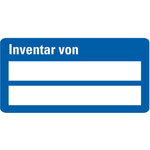 Inventaretikett Inventar von, blau, Dokumentenfolie, Spezialkleber, 60x30mm, 9 / Bogen Bild 1