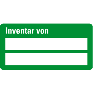 Etikett Inventar von, zweizeilig, grün, Folie, Klappkaschierung, 60x30mm, 6 / Bogen Bild 1