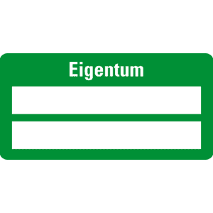 Inventaretikett Eigentum, grün, Dokumentenfolie mit Spezialkleber, 50x25mm, 9 / Bogen Bild 1