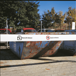 Absperrband Vorsicht Asbest, Zutritt verboten, weiß, 80mm, 250m / Rolle Bild 2