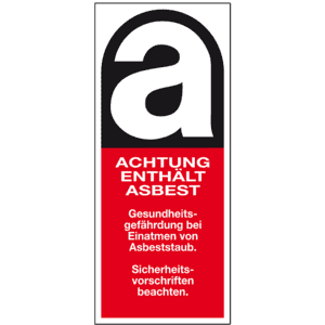 Gefahrenkennzeichen Achtung enthält Asbest, Typ B, Folie, selbstklebend, 25x60mm, 8 / Bogen Bild 1