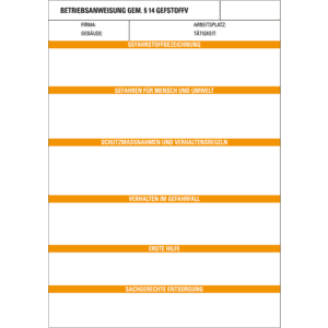 Blanko-Betriebsanweisungen, DIN A4, zum Selbstbeschriften, 25 / Verpackungseinheit Bild 1