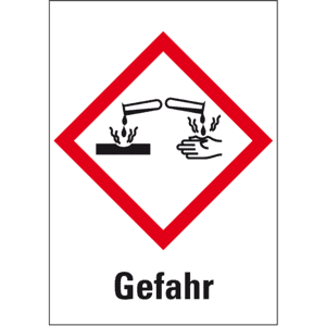 Gefahrensymbol Ätzwirkung GHS05, Gefahr, Folie, 26x37mm, 12 / Bogen Bild 1