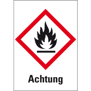 Gefahrensymbol Flamme GHS02, Achtung, Folie, 37 x 52mm, 500 / Rolle Bild 1