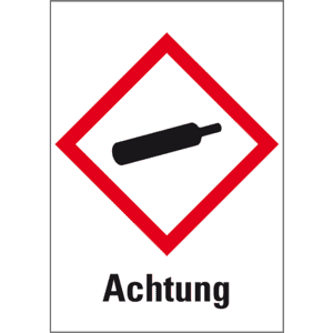 Gefahrensymbol Gasflasche GHS04, Achtung, Folie, 37x52mm, 6 / Bogen Bild 1