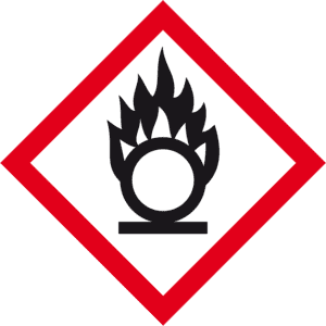 Gefahrensymbol Flamme über Kreis GHS03, Folie, selbstklebend, 105x105mm, 500/Rolle Bild 1
