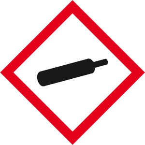Gefahrensymbol Gasflasche GHS04, Folie, selbstklebend, 105 x 105mm, 500 / Rolle Bild 1