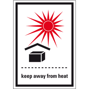 Verpackungskennzeichen keep away from heat, Haftpapier, permanent, 74x105mm, 2 / Bogen Bild 1