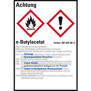 GHS-Etikett n-Butylacetat, gemäß GefStoffV/GHS/CLP, Folie, 52x74mm, 10 / Bogen Bild 1