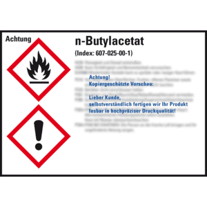GHS-Etikett n-Butylacetat, gemäß GefStoffV/GHS/CLP, Folie, 105x74mm, 8 / Bogen Bild 1