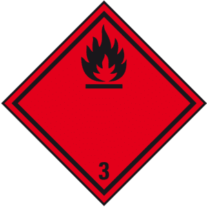 Verpackungskennzeichen Kl.3 Entzündbare Flüssigkeiten, Folie, seewasserbeständig, 100x100mm Bild 1