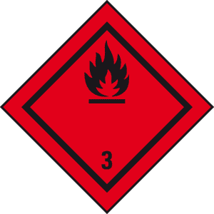 Verpackungskennzeichen Kl.3 Entzündbare Flüssigkeiten, Folie, seewasserbeständig, 50x50mm, 500/Rolle Bild 1