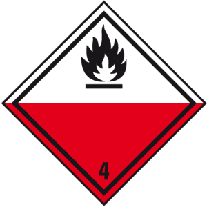 Gefahrgutzettel (Placards) Klasse 4.2 Selbstentzündliche Stoffe, Kunststoff, 300x300mm Bild 1