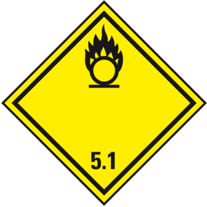 Gefahrgutzettel(Placards)Kl.5.1 Entzündend wirk, Folie, seewasserbeständig, 250x250mm, 100/Rolle Bild 1
