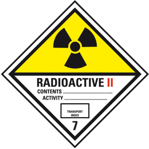 Gefahrgutzettel (Placards) Klasse 7B Radioaktive Stoffe, Folie, seewasserbeständig, 300x300mm Bild 1