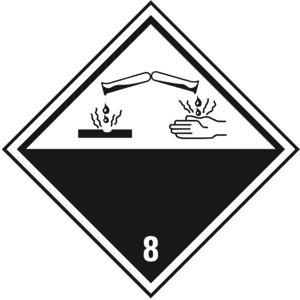 Gefahrgutzettel(Placards) Klasse 8 Ätzende Stoffe, Folie, seew.250x250mm, 100/Rolle Bild 1