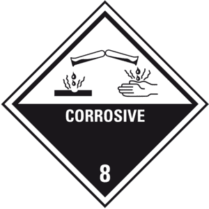 Gefahrgutzettel Kl.8 Corrosive, Folie, seewasserbeständig, 250x250mm Bild 1