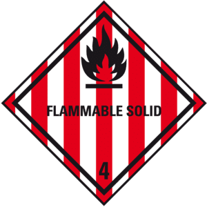 Verpackungskennzeichen Klasse 4.1, Flammable Solid, Folie, seewasserbeständig, 100x100mm Bild 1