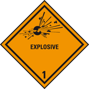 Verpackungskennzeichen Klasse 1.1 Explosive, Folie, seewasserbeständig, 100x100mm Bild 1