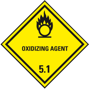 Verpackungskennzeichen Klasse 5.1, Oxidizing Agent, Folie, seewasserbeständig, 100x100mm Bild 1