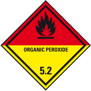 Verpackungskennzeichen Klasse 5.2, Organic Peroxide, Folie, seewasserbeständig, 100x100mm Bild 1