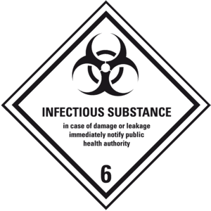 Verpackungskennzeichen Klasse 6.2, Infectious Sub, Folie, seewasserbeständig, 100x100mm Bild 1