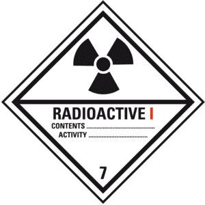 Verpackungskennzeichen Klasse 7A Radioactive I, Folie, seewasserbeständig, 100x100mm Bild 1