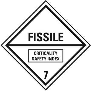 Verpackungskennzeichen Klasse 7E Fissile, Folie, seewasserbeständig, 100x100mm Bild 1
