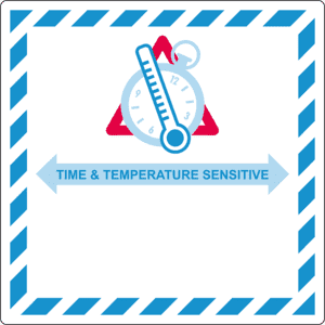 Verpackungskennzeichen Time And Temperature Sensitive, IATA, Haftpapier, permanent, 100x100mm, 2 / Bogen Bild 1