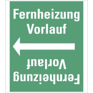 Rohrleitungsband Fernheizung Vorlauf, praxisbewährt, ab Ø 50mm, grün/weiß, 33m/Rolle Bild 1