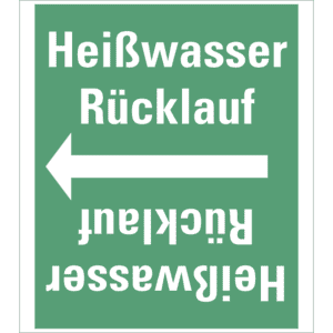 Rohrleitungsband Heißwasser Rücklauf, praxisbewährt, ab Ø 50mm, grün/weiß, 33m/Rolle Bild 1