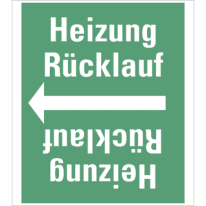 Rohrleitungsband Heizung Rücklauf, praxisbewährt, ab Ø 50mm, grün/weiß, 33m/Rolle Bild 1