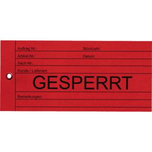 Anhänger Gesperrt, rot, Karton, 66x140mm, 100 / Verpackungseinheit Bild 1