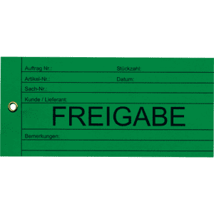 Anhänger Freigabe, grün, Karton, 66x140mm, 100 / Verpackungseinheit Bild 1