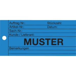 Qualitätsanhänger Muster, blau, Karton, mit Metallöse, 66x140mm, 100 / Verpackungseinheit Bild 1